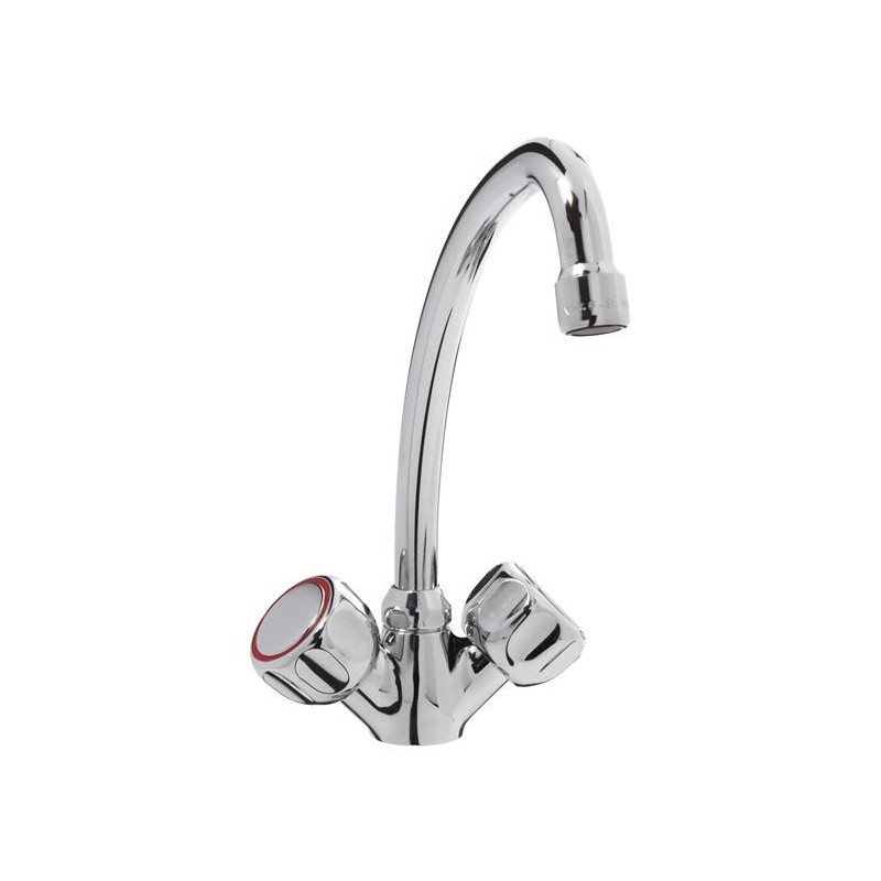 ONE HOLE SINK TAP WITH TWO ROUND HANDLES 
