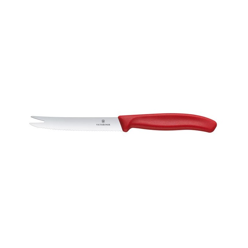 Victorinox Swiss Classic Nóż do sera i kiełbasy, ostrze ząbkowane, 110mm, czerwony 