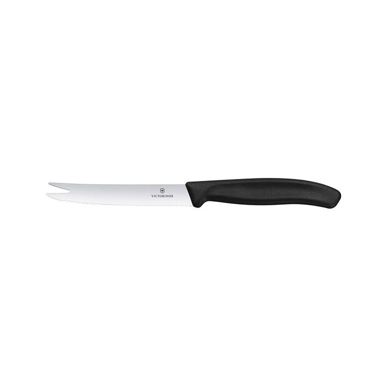 Victorinox Swiss Classic Nóż do sera i kiełbasy, ostrze ząbkowane, 110mm, czarny 