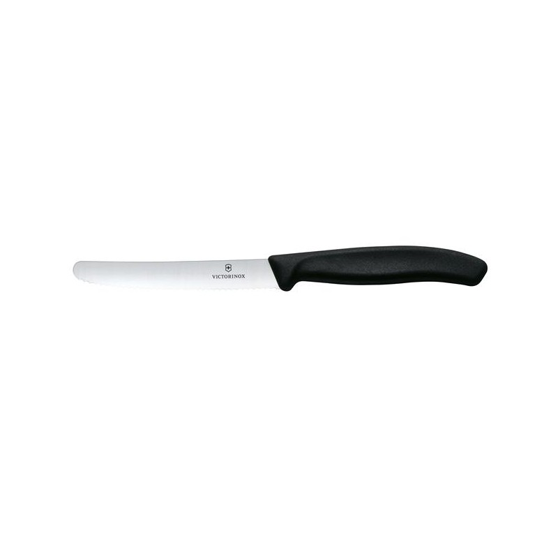 Victorinox Swiss Classic Nóż do pomidorów, zaokrąglony czubek, ząbkowany, 11 cm, czarny 