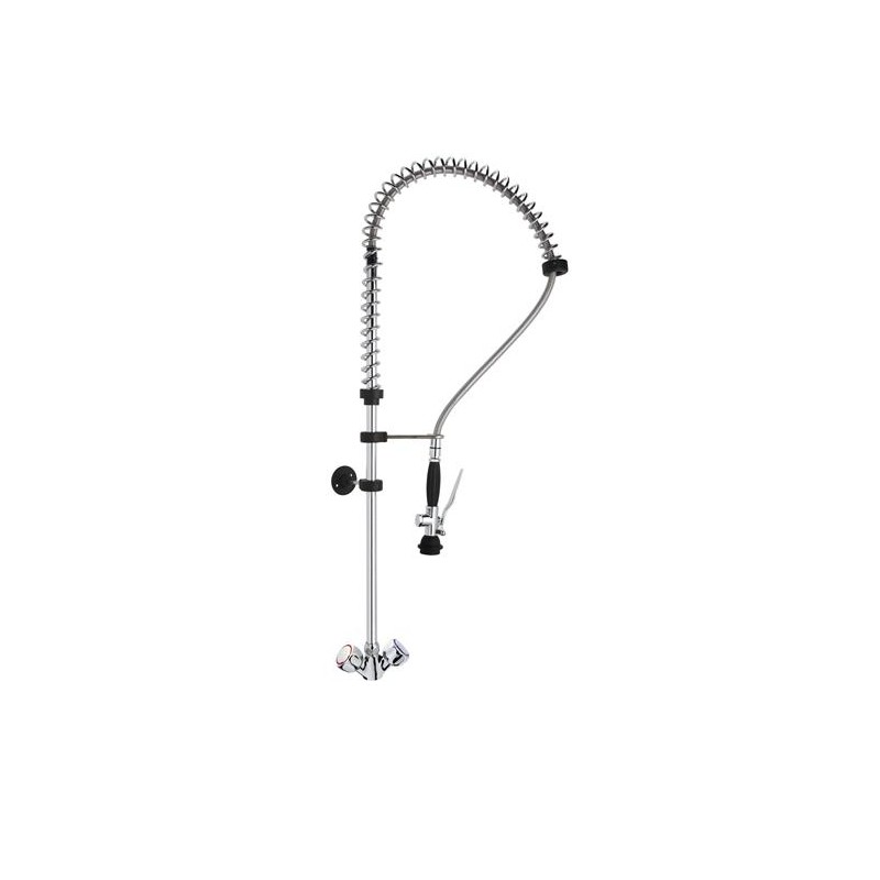 ONE HOLE PRE-RINSE UNIT WITH ROUND HANDLE AND BASIC SHOWER HAND 