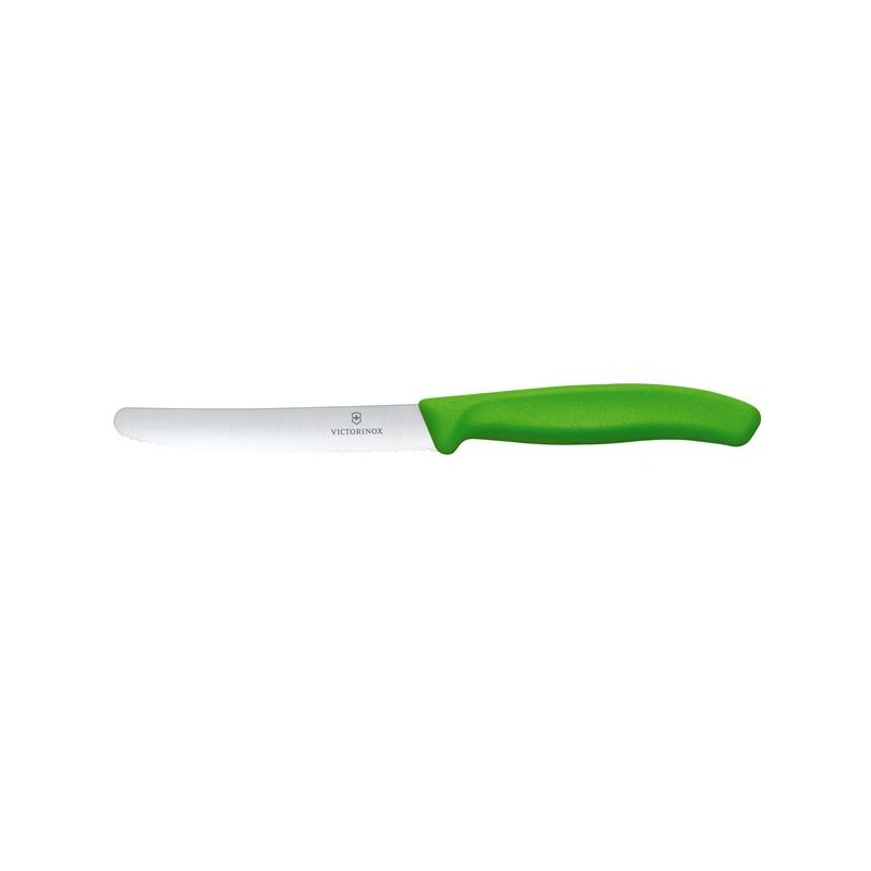 Victorinox Swiss Classic Nóż do pomidorów, zaokrąglony czubek, ząbkowany, 11 cm, zielony 