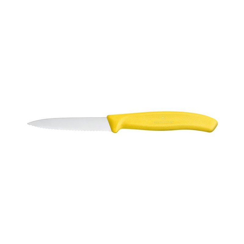 Nóż do jarzyn, ząbkowany żółty 