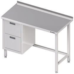 Stół przyścienny z blokiem dwóch szuflad (L),bez półki 900x600x850 mm