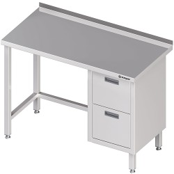 Stół przyścienny z blokiem dwóch szuflad (P),bez półki 1600x600x850 mm