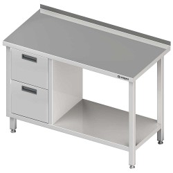 Stół przyścienny z blokiem dwóch szuflad (L),i półką 1300x700x850 mm