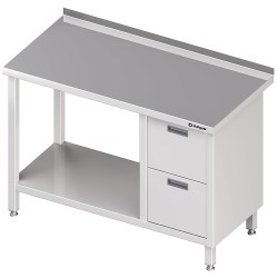 Stół przyścienny z blokiem dwóch szuflad (P),i półką 900x600x850 mm