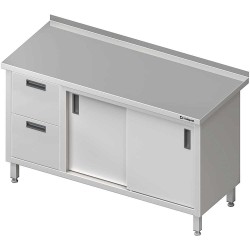 Stół przyścienny z blokiem dwóch szuflad (L),drzwi suwane 1200x700x850 mm