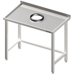Stół przyścienny bez półki 800x600x850 mm, z otworem na odpadki - 980926080