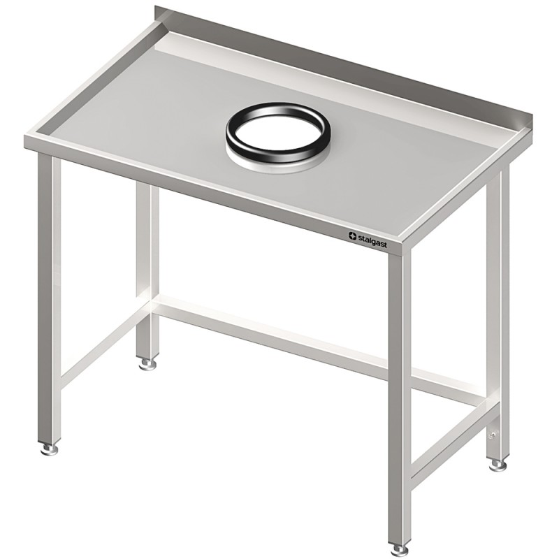 Stół przyścienny bez półki 1800x600x850 mm, z otworem na odpadki - 980926180
