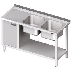 Stół ze zlew 2-kom.(P), z szafką i półką 1400x600x850 mm