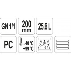 POJEMNIK GASTRONOMICZNY GN 1/1 200MM PC